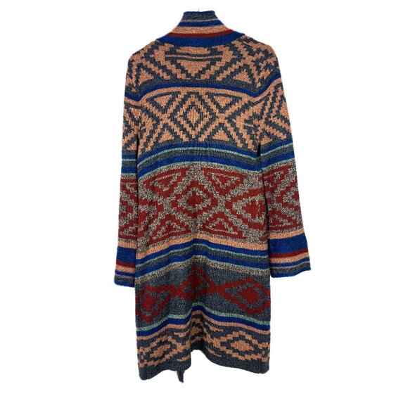 NWT Spense Knits Tribal Print Long Open Front Cardigan Sweater Size Medium M NEW - Picture 9 of 11